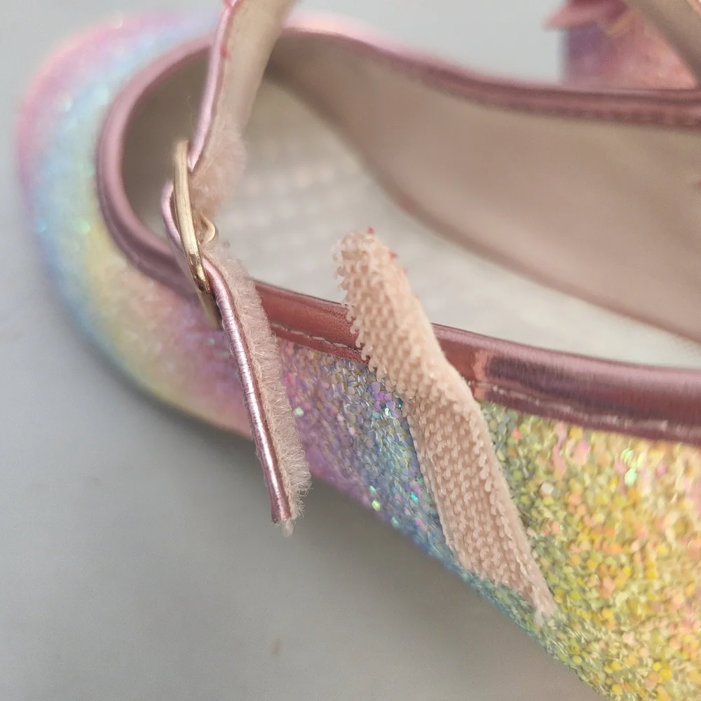 Annie Girls Size 3 Sparkly Shoes Mini Heels Bows Purple Pink Easter Spring
